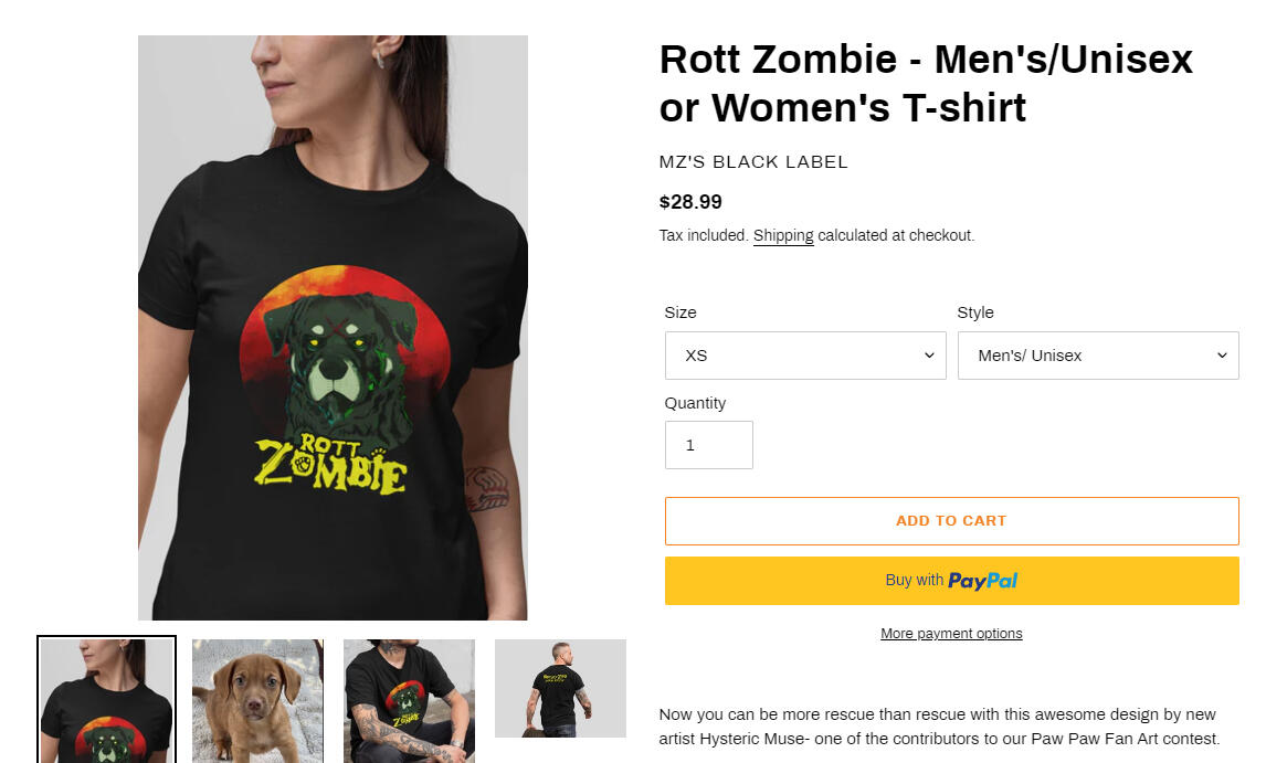 'Rott Zombie' Design for Non-Profit organisation 'Motley Zoo Animal Rescue' (Click for link to webpage)